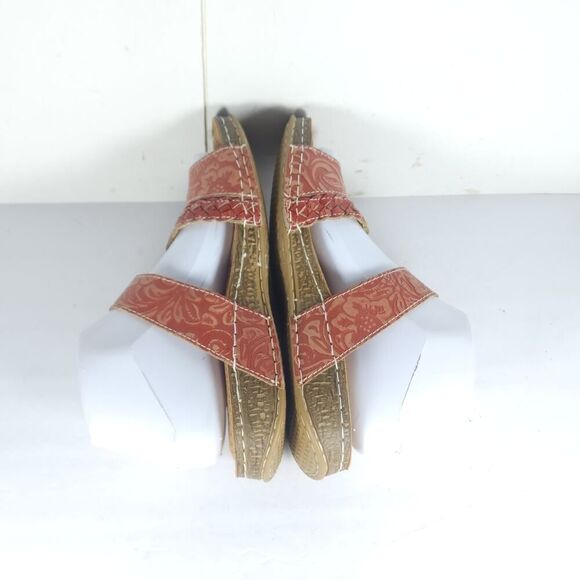 L'artiste Spring Step Women's Astra EU38 US7,5 Leather Red Hand Painted sandals - Picture 10 of 13